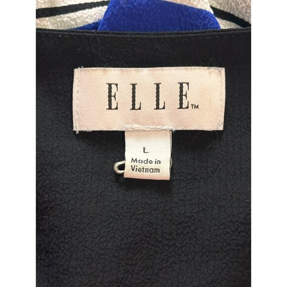 Elle Womens Striped Short Sleeve Top Large Blue & Black Polyester Spandex Blend - Picture 4 of 11